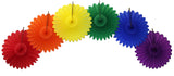 6-Piece Rainbow Themed Tissue Fans - MULTIPLE SIZES