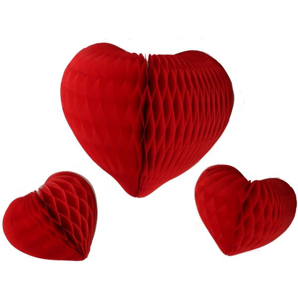 3-Piece Mixed Honeycomb Hearts - 12 & 8 Inches - MULTIPLE COLORS