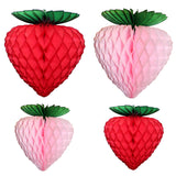 Red Pink Strawberry Decorations - 8-10 Inches - Set of 4
