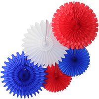 5-Piece Tissue Paper Fans, 13 & 18 Inches - Red, White, & Blue