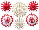 Set of 6 Tissue Paper Snowflakes - 15, 19, 22 Inch - MULTIPLE COLOR OPTIONS