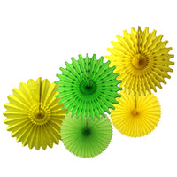 5-Piece Set of Tissue Paper Fans, 13 & 18 Inches - Spring Yellow Lime