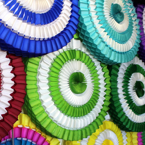 16 Inch Striped Tissue Fans - 6-pack - MULTIPLE COLOR OPTIONS