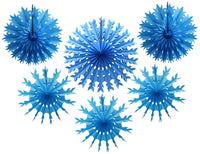 Set of 6 Tissue Paper Snowflakes - 15, 19, 22 Inch - MULTIPLE COLOR OPTIONS