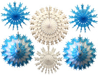 Set of 6 Tissue Paper Snowflakes - 15, 19, 22 Inch - MULTIPLE COLOR OPTIONS