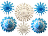 Set of 6 Tissue Paper Snowflakes - 15, 19, 22 Inch - MULTIPLE COLOR OPTIONS
