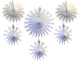 Set of 6 Tissue Paper Snowflakes - 15, 19, 22 Inch - MULTIPLE COLOR OPTIONS